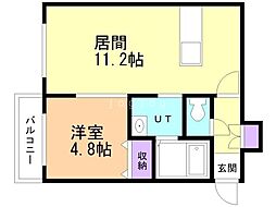 COCO美園 1LDKの間取図画像
