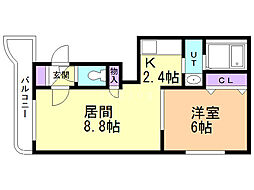 アーバン平岸 1LDKの間取図画像