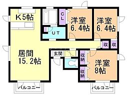 ノアズアーク 3LDKの間取図画像