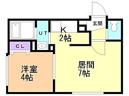カーザフェリス平岸 1LDKの間取図画像