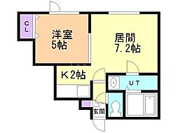 ノースフィールド2 1LDKの間取図画像