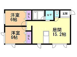 プルメリア 2LDKの間取図画像