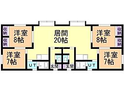 林崎ビル 2LDKの間取図画像