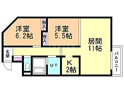 アーバンハイツ平岸2 2LDKの間取図画像