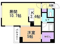 札幌市豊平区水車町2丁目マンション 1LDKの間取図画像