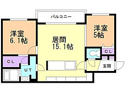 GALUSIA 2LDKの間取図画像