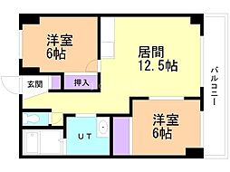 フロンティアプラザ大曲 2LDKの間取図画像