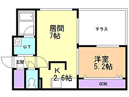 フェーラシュヴァル平岸 1DKの間取図画像
