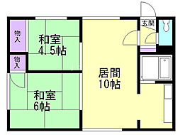 森林ハイツ 2LDKの間取図画像