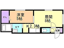 グランメール月寒EAST 1LDKの間取図画像
