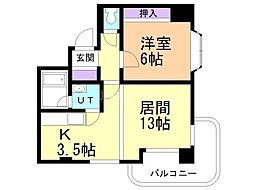 メゾンド・ブーケパーク 1LDKの間取図画像