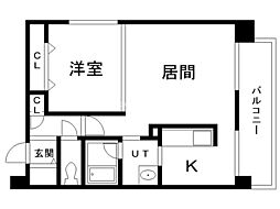 ビューハイム46 1LDKの間取図画像