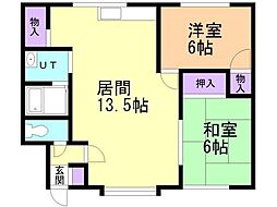 ハイツクラークヒル 2LDKの間取図画像
