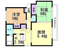 ハーベストコート 2LDKの間取図画像