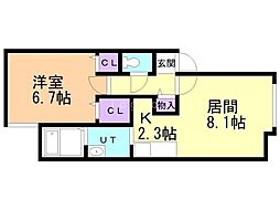 コンフォート中の島5 1LDKの間取図画像