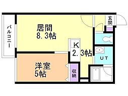 ブリス豊平公園 1LDKの間取図画像