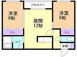 プリマソレイユ 2LDKの間取図画像