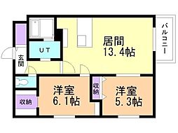 TsCOURT 水車町 2LDKの間取図画像