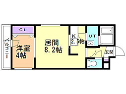 ディアコート 1LDKの間取図画像
