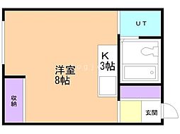 アルファアパル平岸 1Kの間取図画像