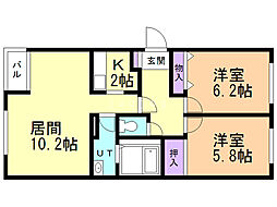 グランメール214 2LDKの間取図画像