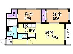グランメール平岸1条 2LDKの間取図画像