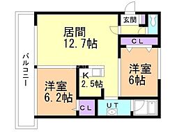 香風館壱番 2LDKの間取図画像