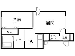 ボヌールメゾン 1LDKの間取図画像