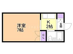 プレザント中村 1Kの間取図画像