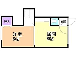 美園ビルB棟 1LDKの間取図画像