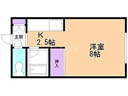 コーポ尾田 1Kの間取図画像