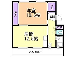 ビレッジハウス新東町3号棟 1LDKの間取図画像