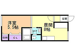 ガルテンラウベ 1DKの間取図画像