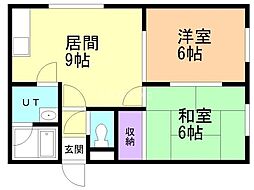 代々木ハイツ 2LDKの間取図画像
