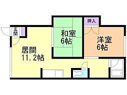ベルメゾン元町B 2LDKの間取図画像