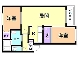 イースト・サン2 2LDKの間取図画像