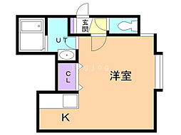 ヴェルボヌール 1Kの間取図画像
