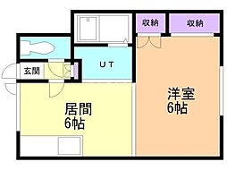 平成3A棟 1DKの間取図画像