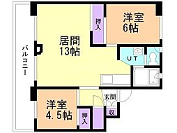 ビレッジハウス江別2号棟 2LDKの間取図画像
