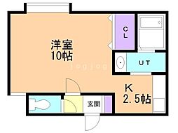 サンライズ・ロッチ 1Kの間取図画像
