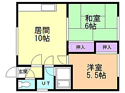 白樺マンション 2LDKの間取図画像