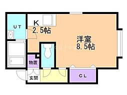 グランシェル 1Kの間取図画像