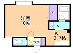 インセンスリヴァ04 1Kの間取図画像