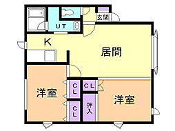 パークサイド新栄館 2LDKの間取図画像