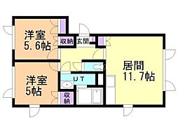 メゾンプエンテ 2LDKの間取図画像