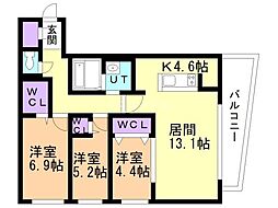 エルナード江別駅前 3LDKの間取図画像