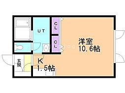ハイムニシヤマ 1Kの間取図画像