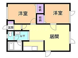 ヒルズ南大通 2LDKの間取図画像