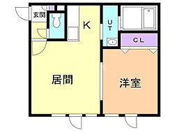 カーサアランシア2 1LDKの間取図画像