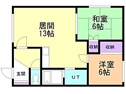 ぷらむハイツ 2LDKの間取図画像